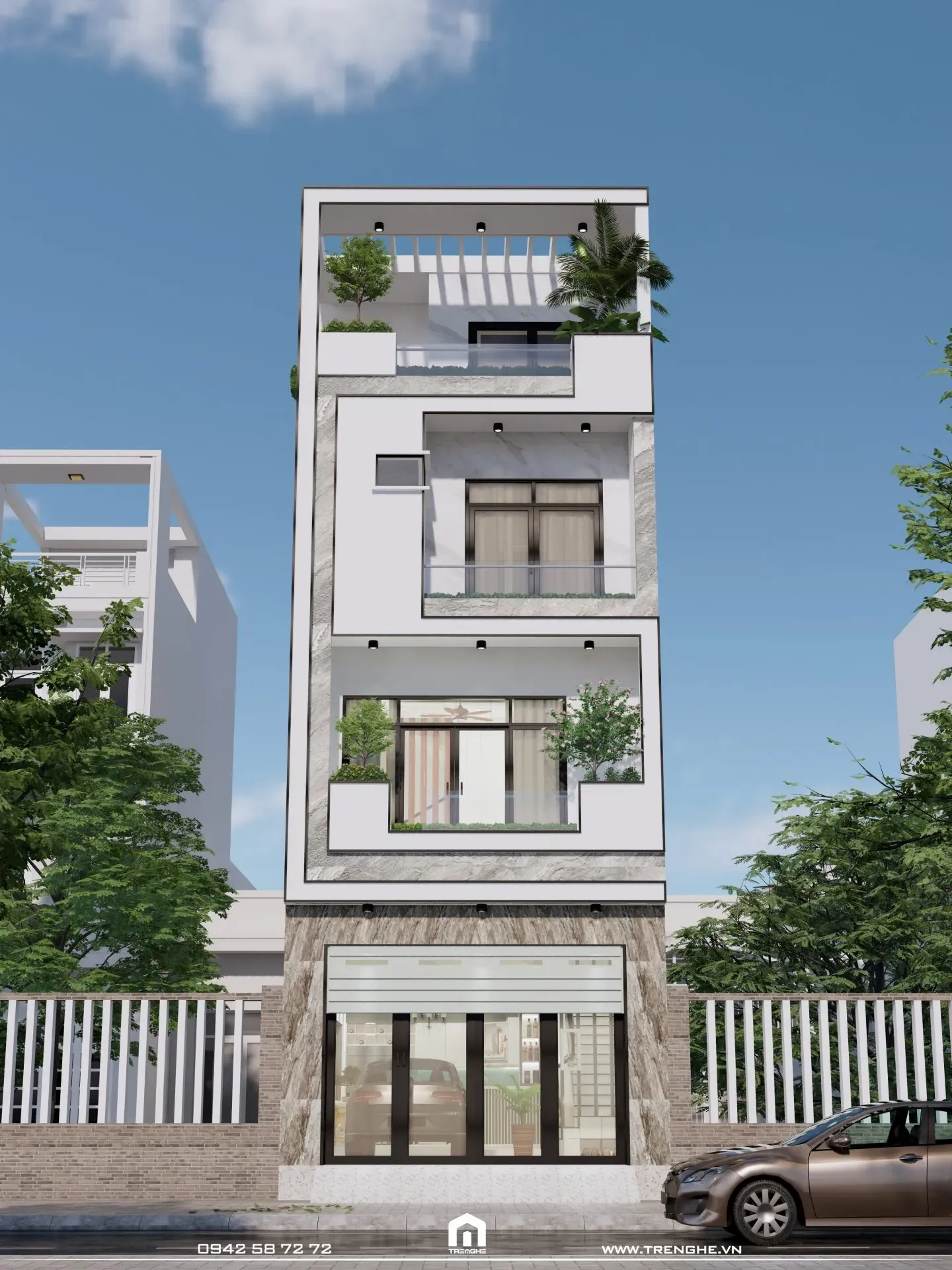 Nhà 4 tầng thiết kế dạng ống thoáng khí