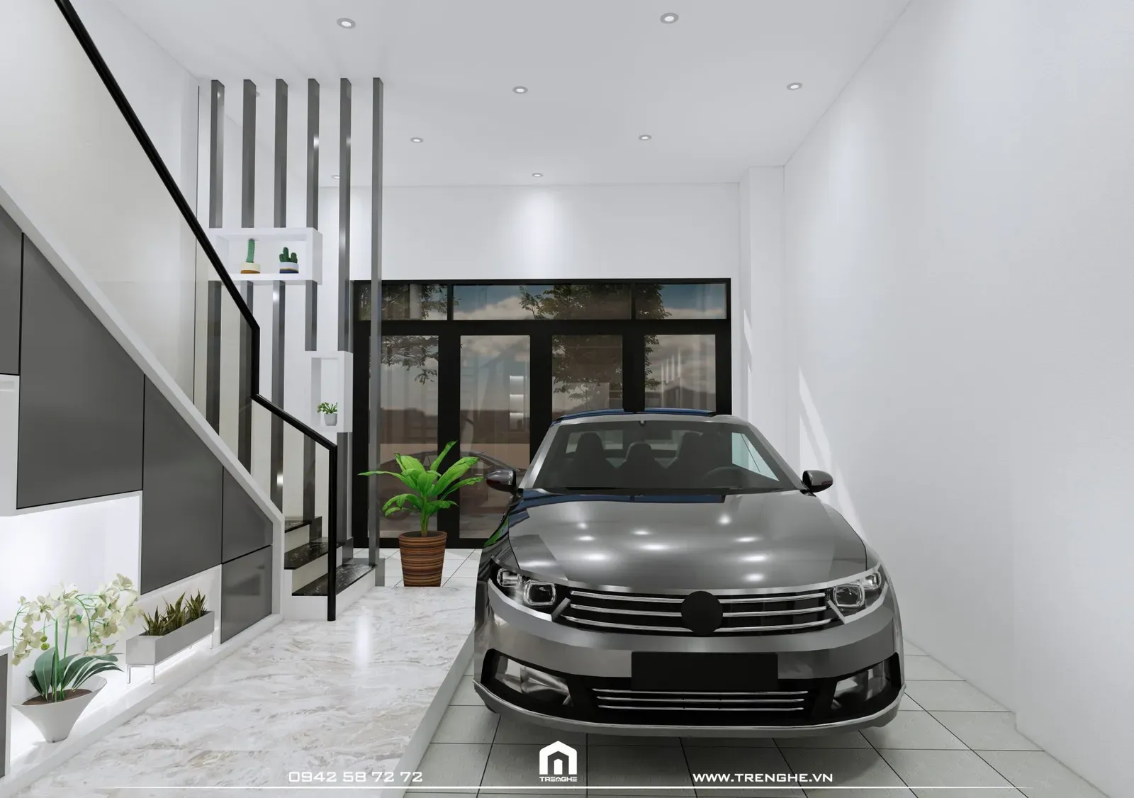 Khu vực garage được thiết kế tối ưu không gian sử dụng