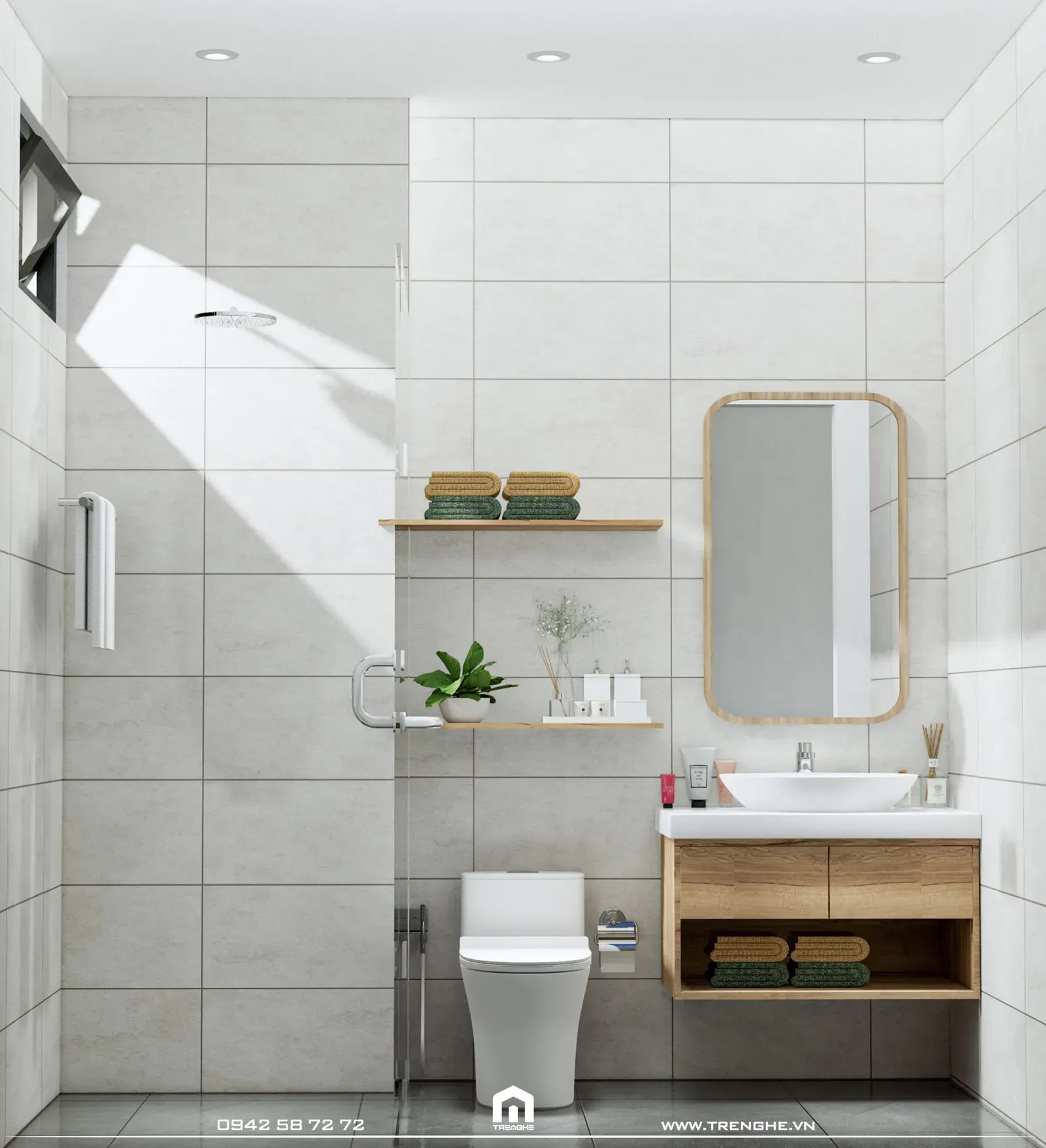 Nhà vệ sinh được lắp đặt đầy đủ các tiện nghi cơ bản