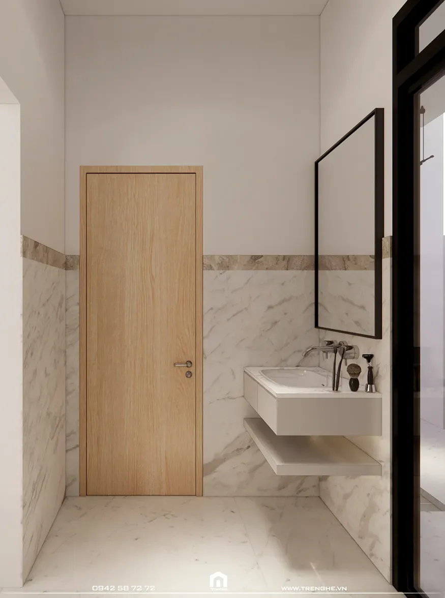 Toàn bộ hệ cửa đi tại các phòng tắm N’ House sử dụng gỗ tấm