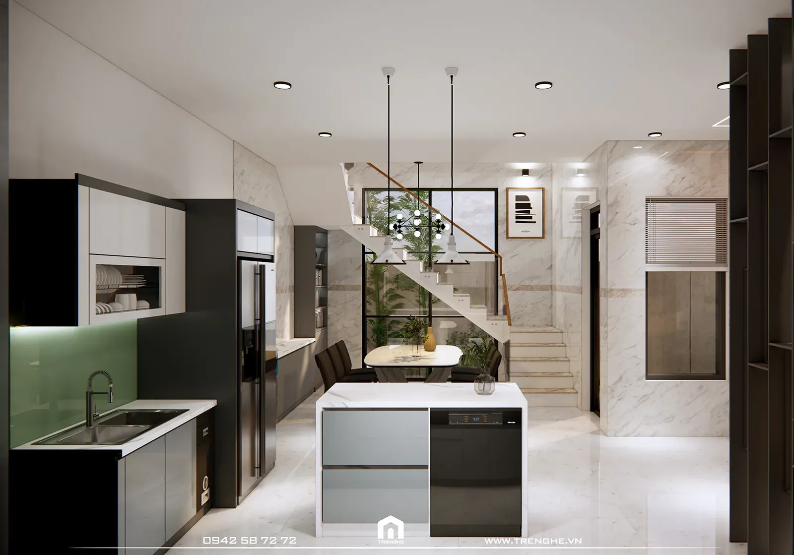 Không gian bàn ăn được đặt bên cạnh khu vực bếp N’ House