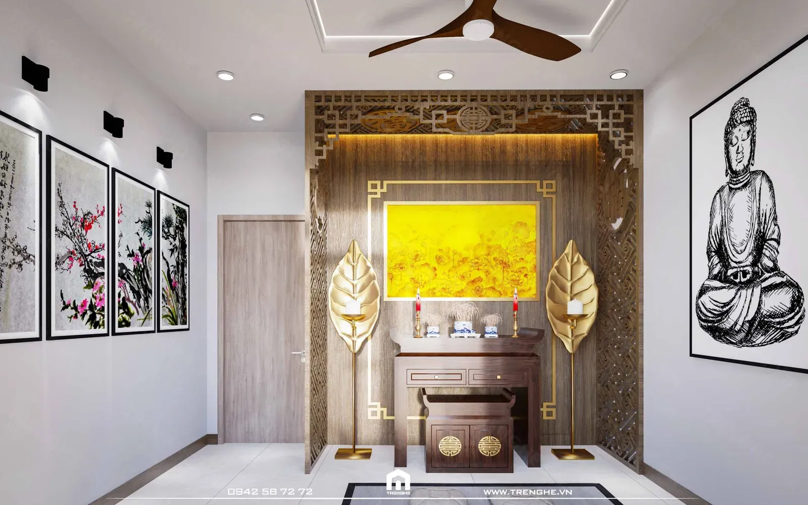 Khu vực phòng thờ tại nhà phố T’ House