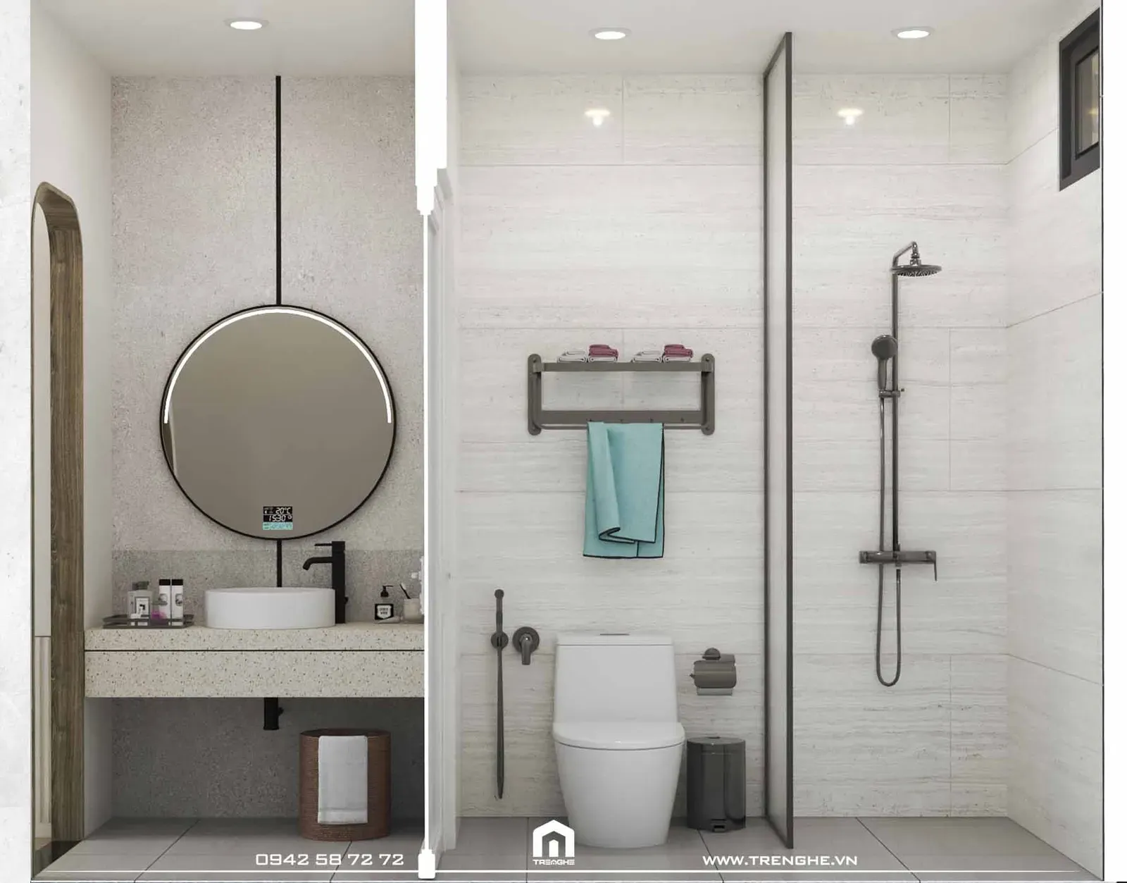 Không gian phòng tắm tại phòng ngủ nhà phố T’ House
