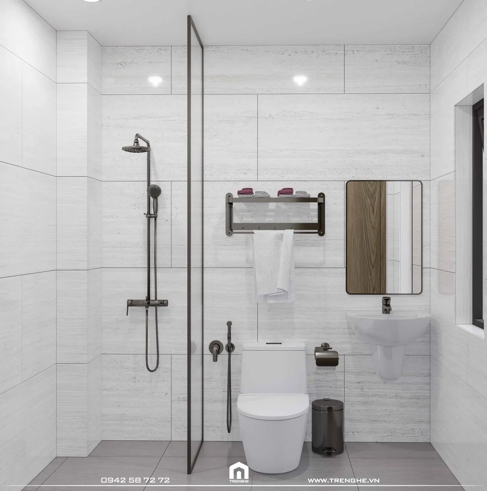 Khu vực phòng vệ sinh chung tại nhà phố T’ House
