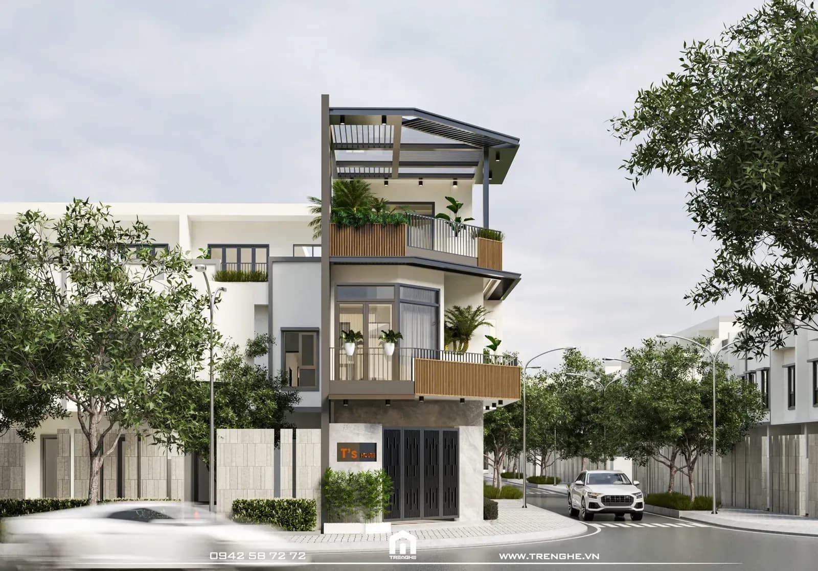 Phối cảnh nhà phố TA’ House sở hữu phong cách kiến trúc hiện đại