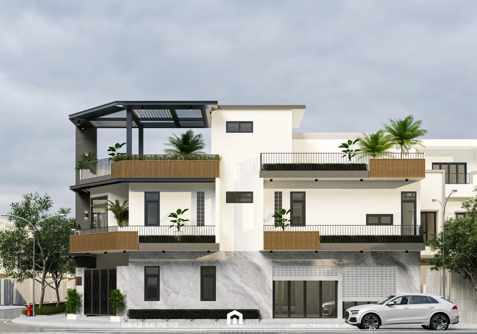 Ngoại thất nhà phố TA’ House được Tre Nghệ lựa chọn vật liệu kỹ lưỡng
