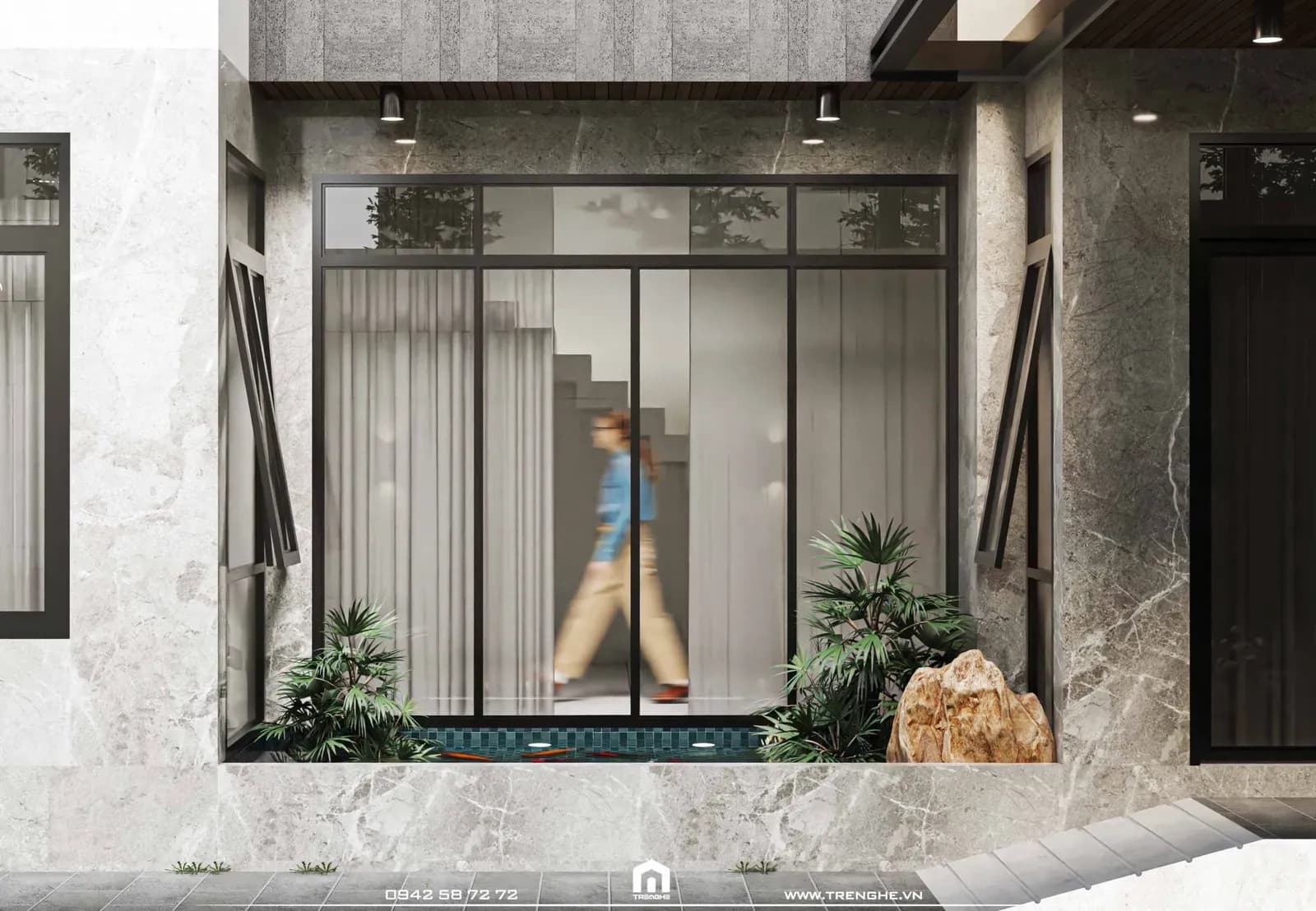 Khu vực tiểu cảnh hòn non bộ tại biệt thự D’ Villa