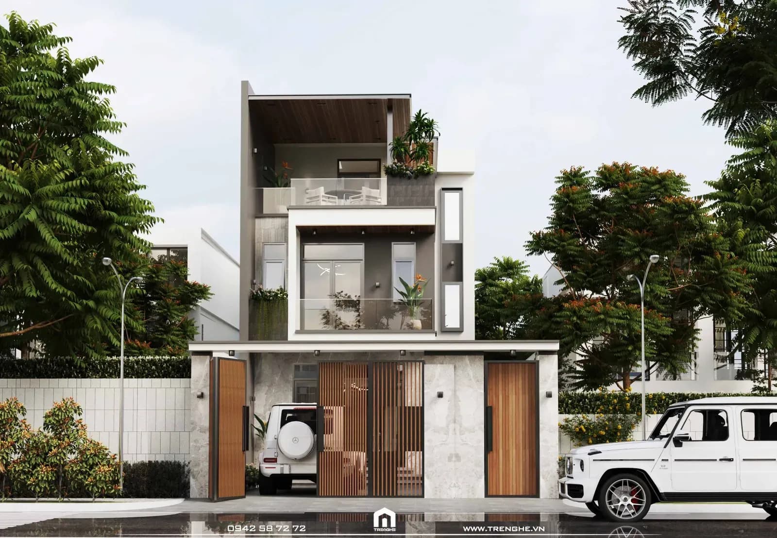 Phối cảnh mặt tiền biệt thự D’ Villa hiện đại