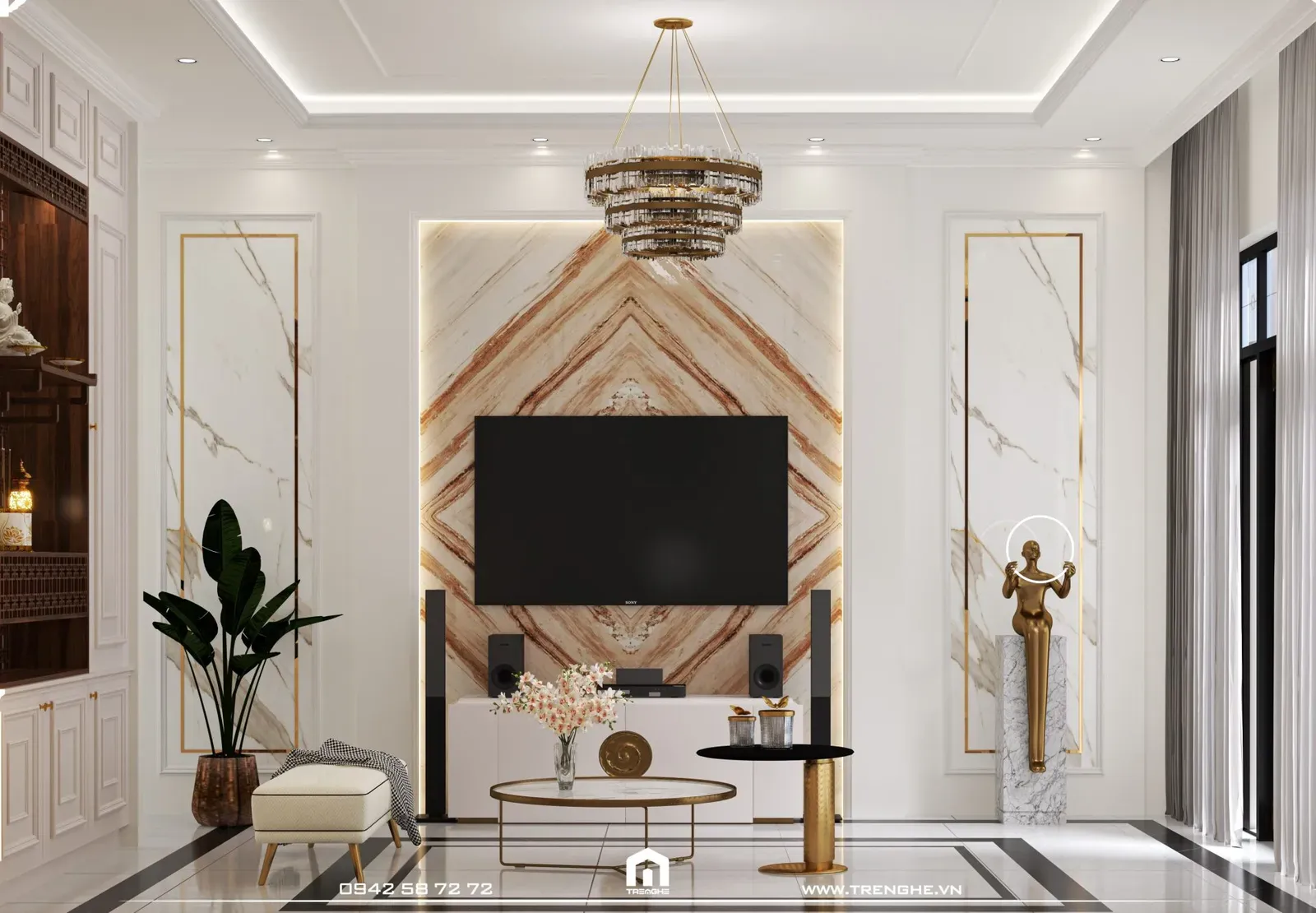 Trang thiết bị tiện nghi tại phòng khách H’ Villa Châu Đức