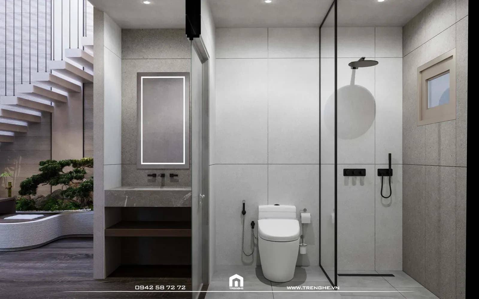 Nhà vệ sinh dành cho khách ở khu vực phòng sinh hoạt chung
