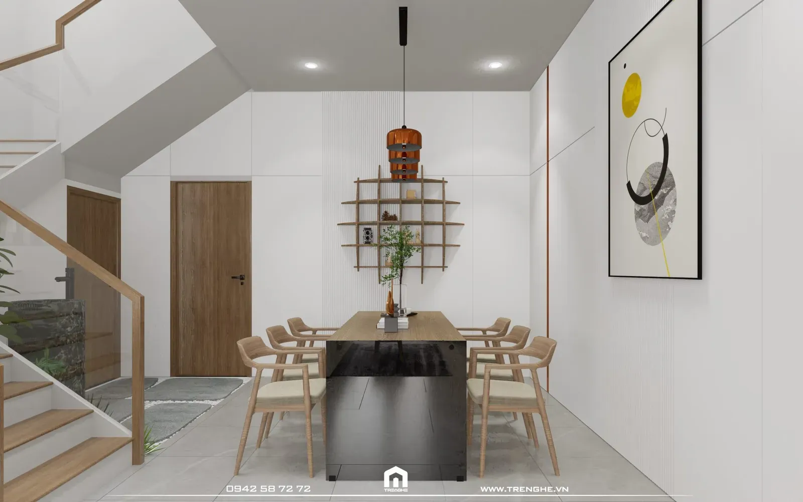Khu vực bàn ăn tại tầng trệt V’ House Long Hải