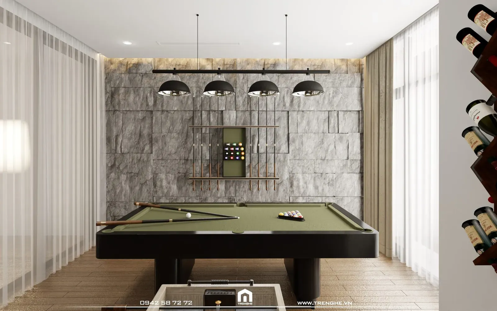Khu vực phòng billiard tại V’ House Long Hải