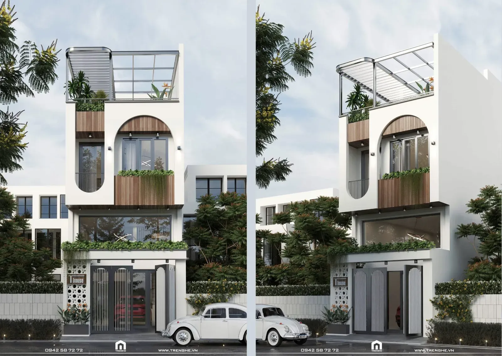 Cổng nhà phố 2 cánh màu xám
