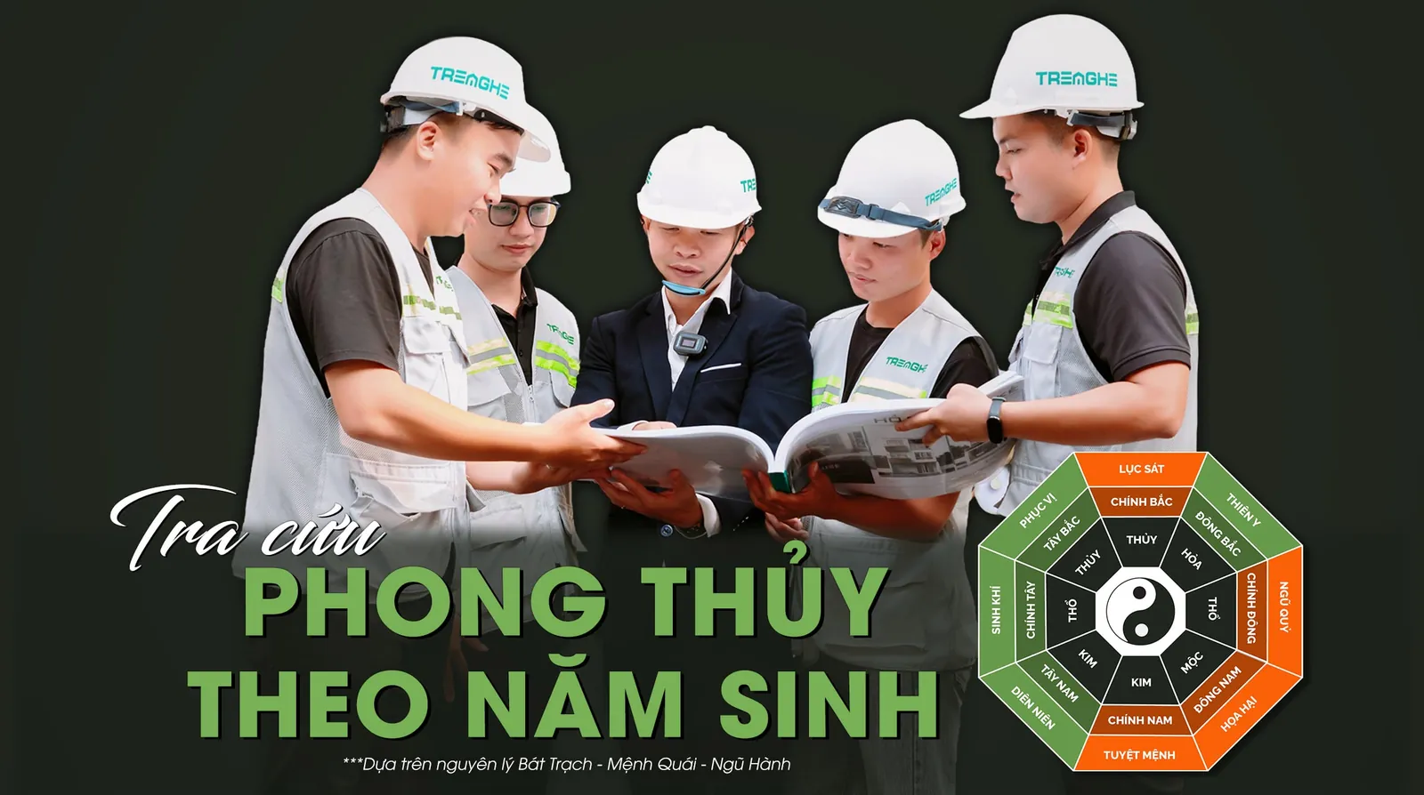 Tra cứu phong thủy theo năm sinh: đội ngũ Tre Nghệ cùng xem bản vẽ, bên cạnh vòng Bát Quái