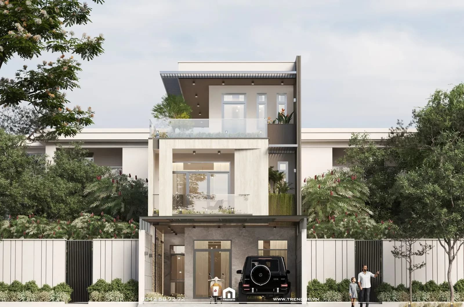 Phối cảnh nhà phố B’ House với 3 tầng hiện đại