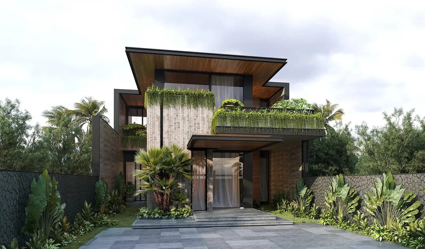 Biệt thự hiện đại mái bằng có sân vườn
