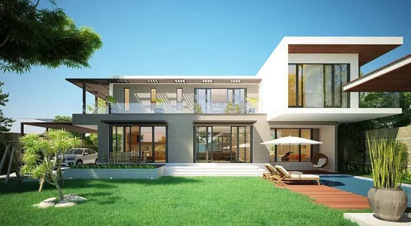 Biệt thự nhà vườn mái bằng hiện đại
