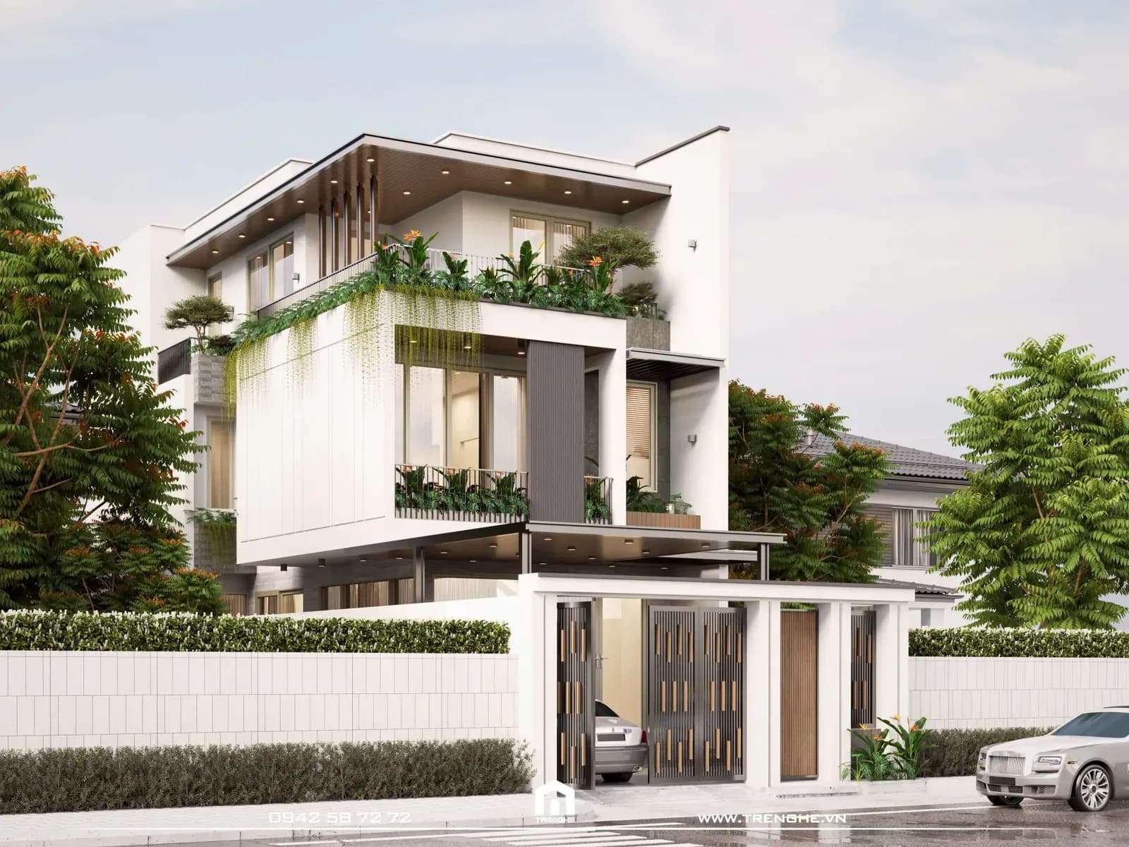 Biệt thự nhà vườn tông trắng