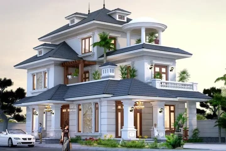 Biệt thự siêu sang sân vườn 3 tầng