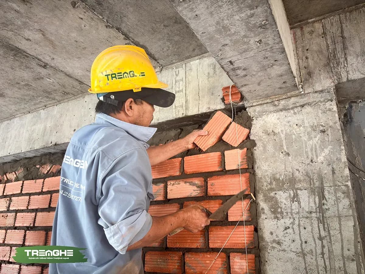 Các vị trí tiếp giáp dầm Tre Nghệ sẽ xây gạch 45 độ