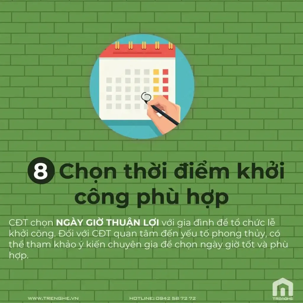 Bước 8: Chọn thời điểm khởi công phù hợp