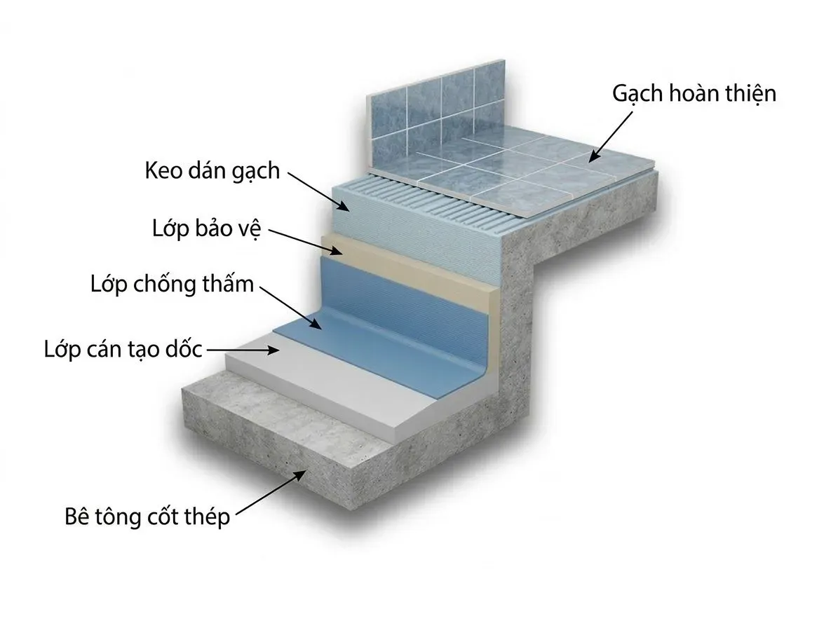 Cấu tạo lớp sàn nhà vệ sinh
