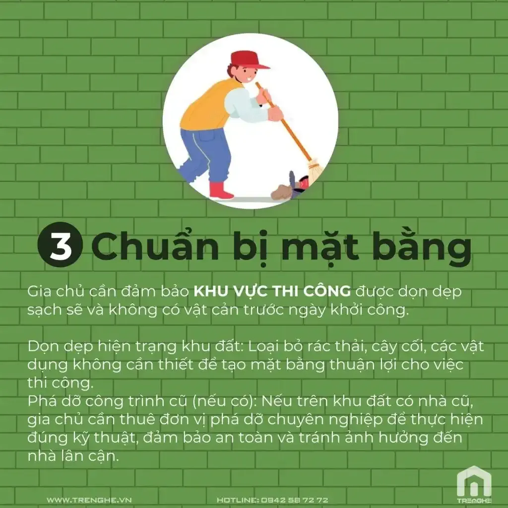 Bước 3: Chuẩn bị mặt bằng