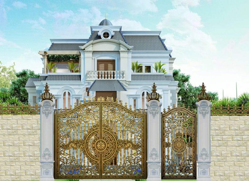 Cổng nhôm đúc màu vàng đồng