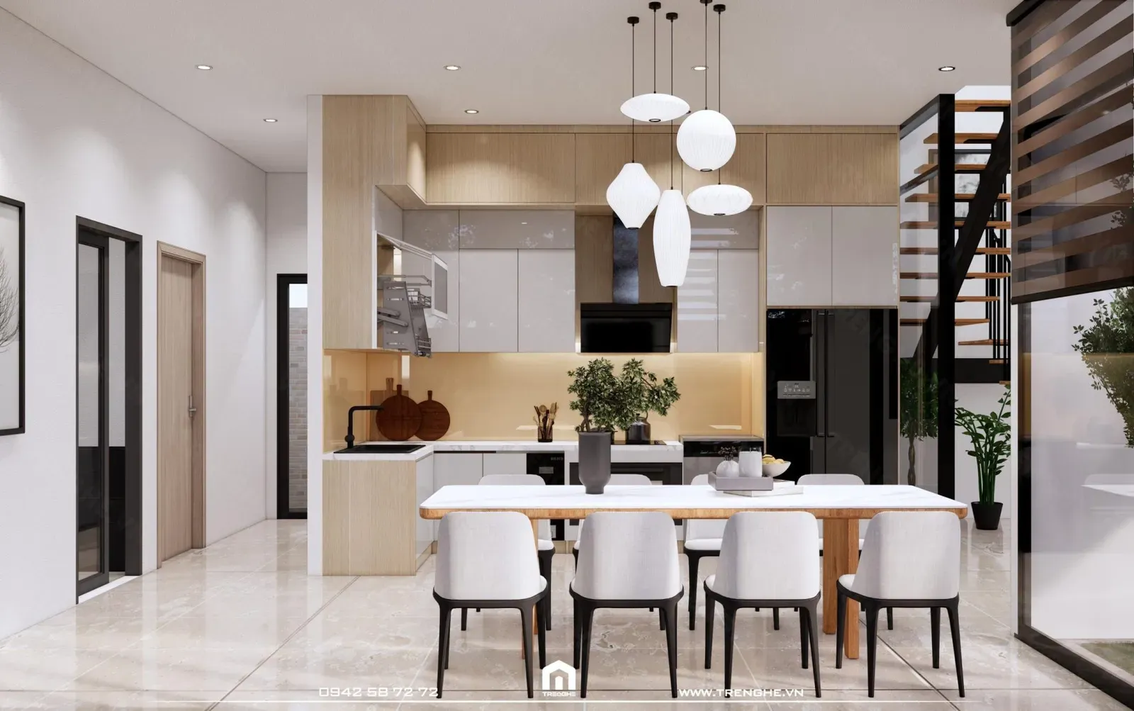 Nội thất nhà phố phong cách hiện đại với hệ thống trang thiết bị cao cấp