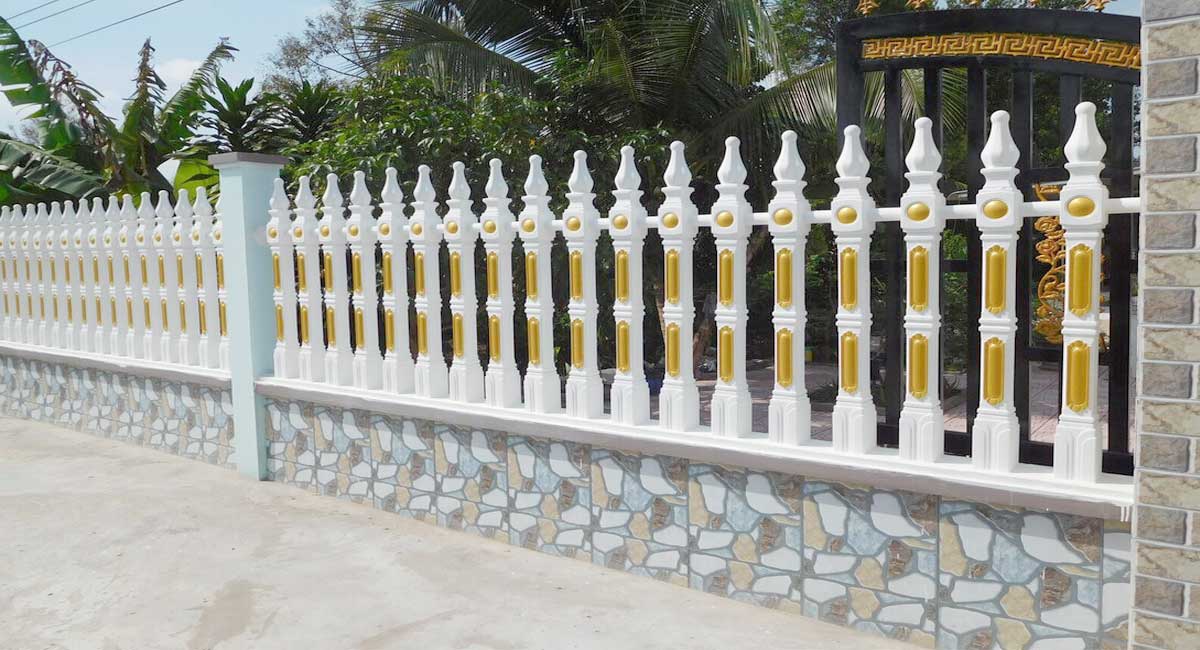 Hàng rào ly tâm màu trắng phối vàng