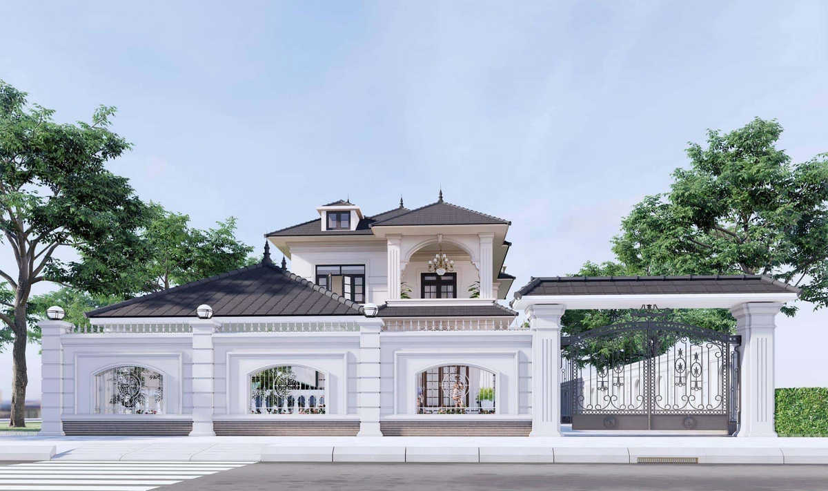 Hàng rào Tân cổ điển màu trắng sang trọng