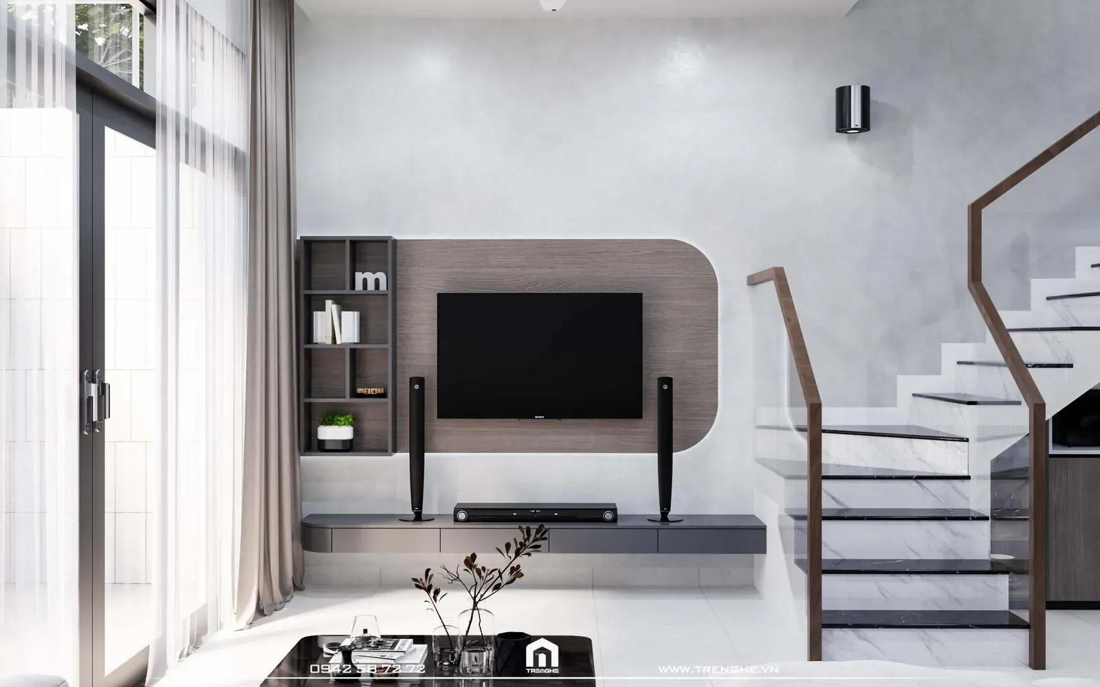 Hướng nhìn phòng khách V’ House