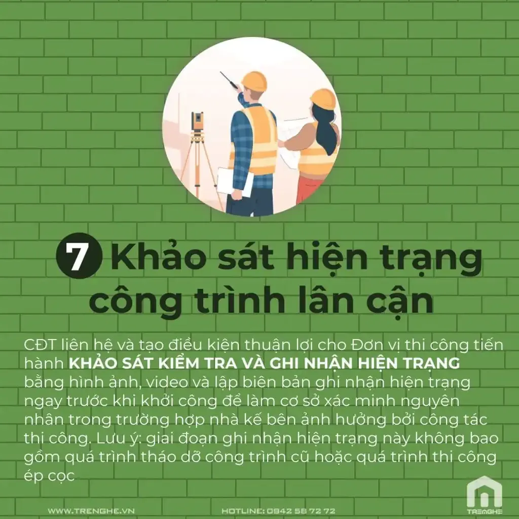 Bước 7: Khảo sát hiện trạng các công trình lân cận