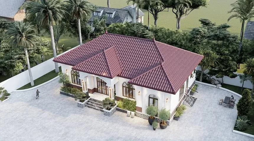 Mẫu biệt thự vườn 1 tầng mái Nhật