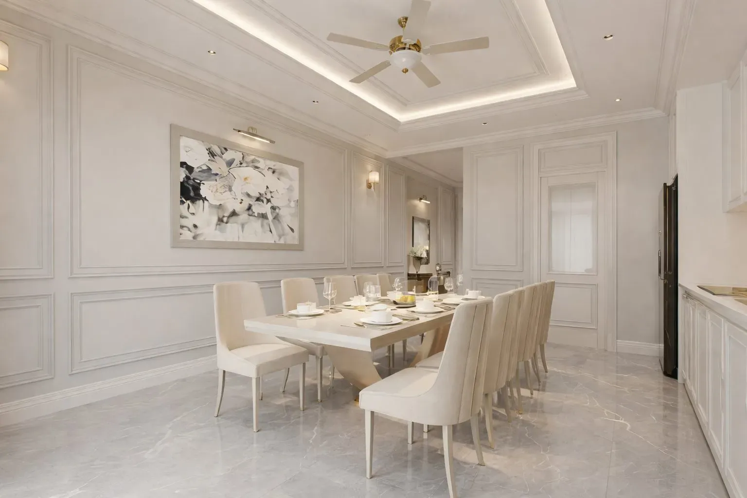 Mẫu phào chỉ PU được sử dụng trong không gian bàn ăn nhà ở