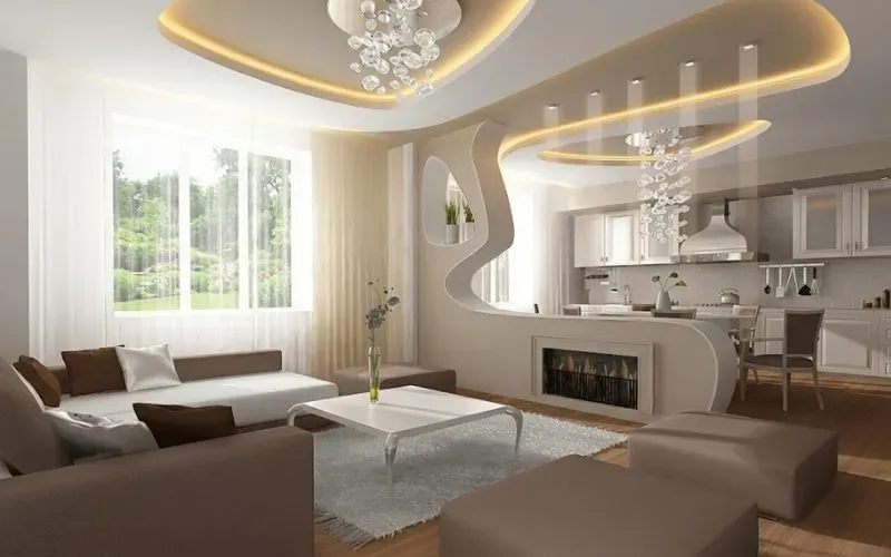 Mẫu vách ngăn phòng khách và bếp khung nhôm mới lạ bắt mắt