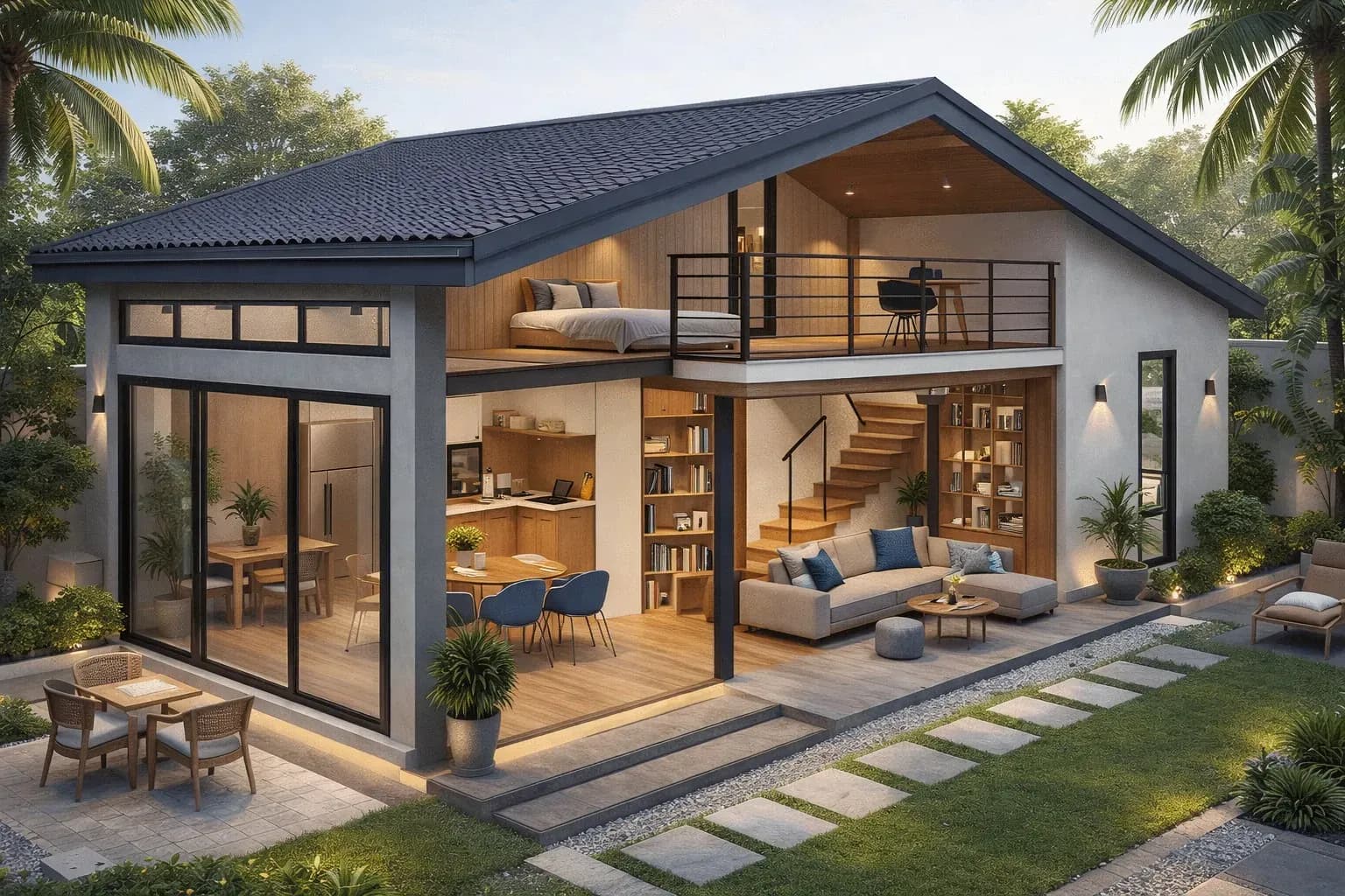 Nhà cấp 4 gác lửng 200 triệu hiện đại, bố trí khoa học