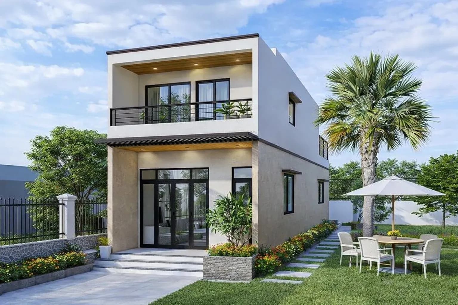 Nhà cấp 4 gác lửng 200 triệu mái bằng đẹp, hiện đại