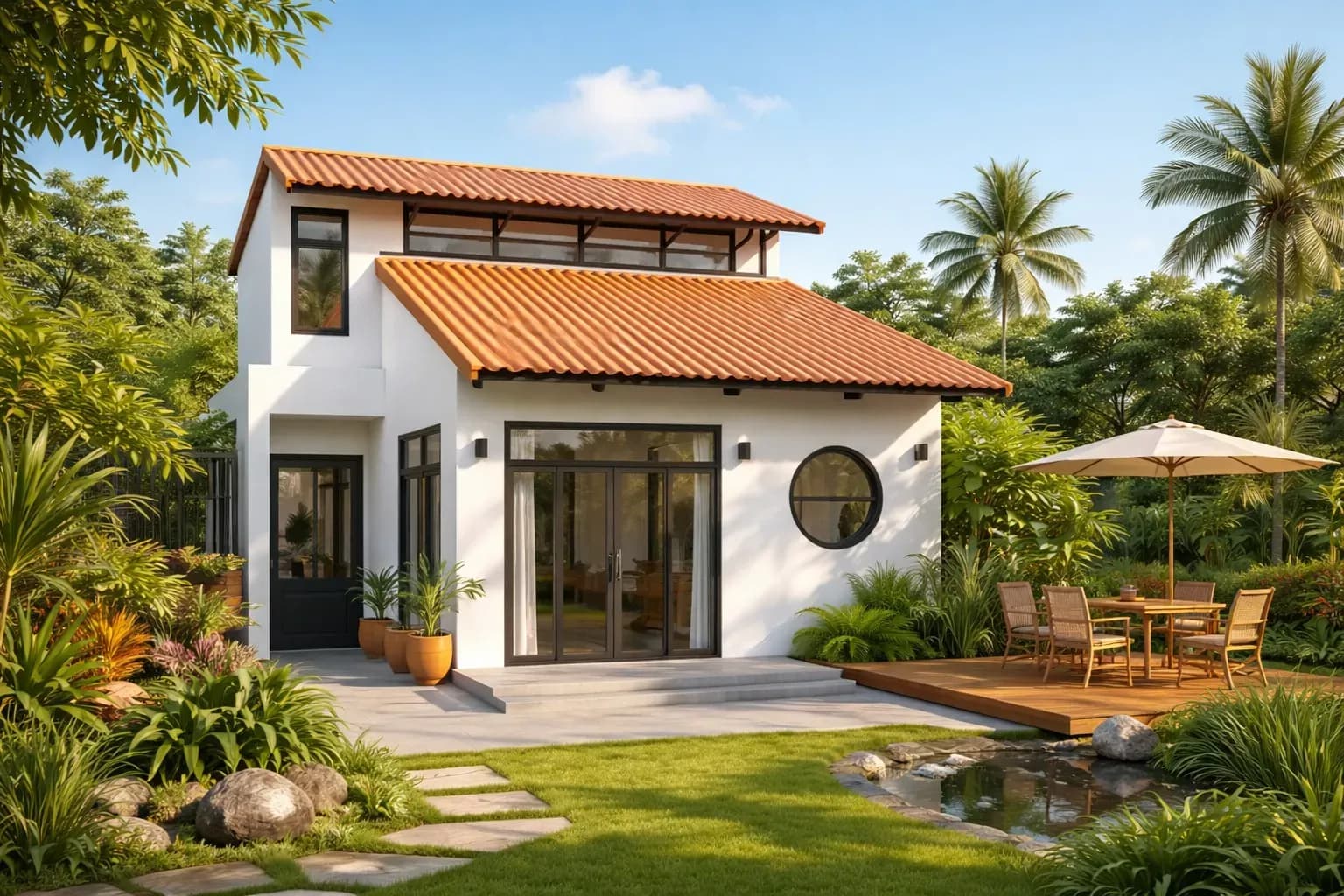Nhà cấp 4 gác lửng 200 triệu mái tôn gần gũi thiên nhiên