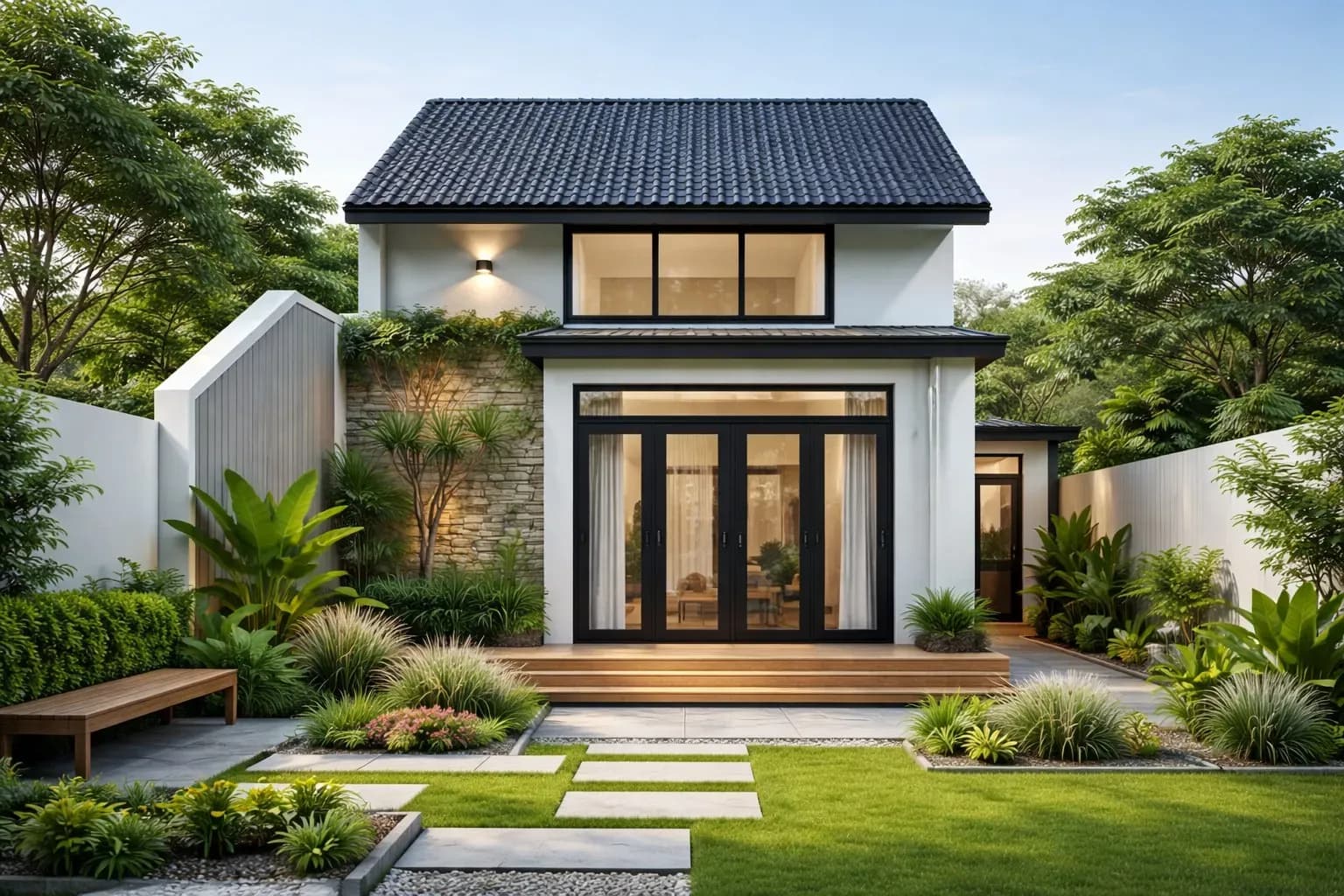 Nhà cấp 4 gác lửng 200 triệu mái tôn sang trọng
