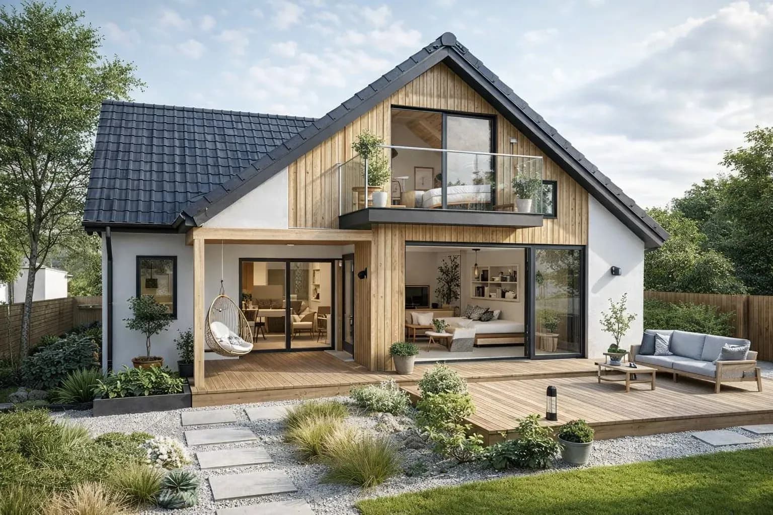 Nhà cấp 4 gác lửng 200 triệu Scandinavian tạo cảm giác thư giãn