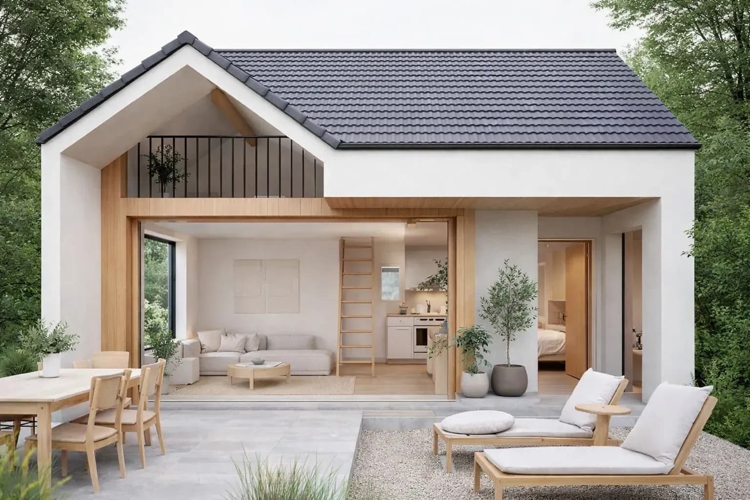 Nhà cấp 4 gác lửng 200 triệu tối giản nhẹ nhàng