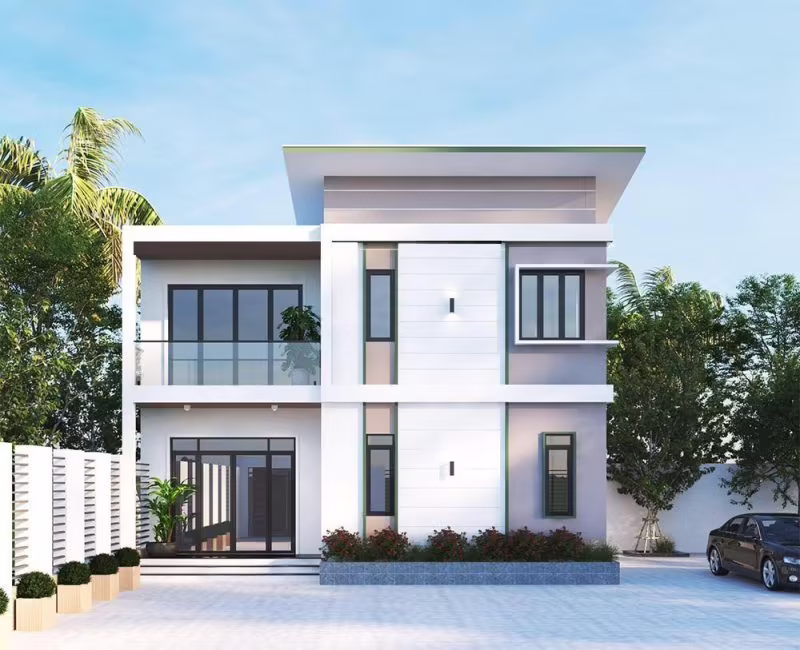 Nhà mái bằng sân vườn 2 tầng