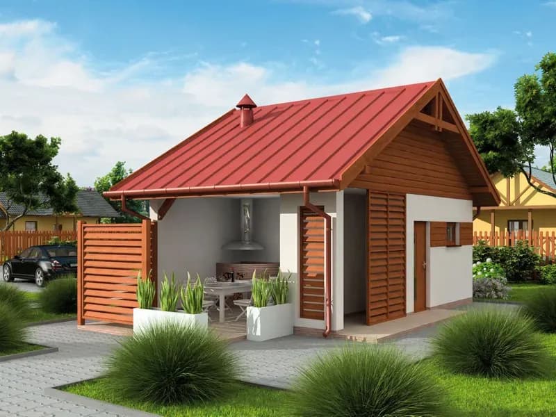 Nhà vườn gỗ có sân đỗ ô tô