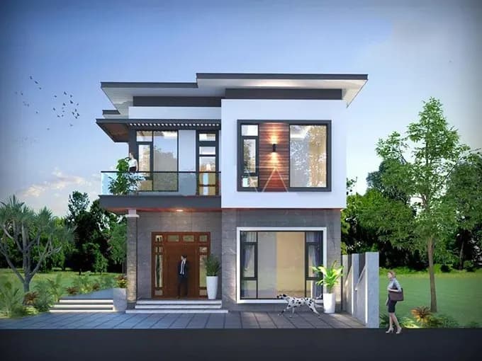 Nhà vườn mái bằng 2 tầng