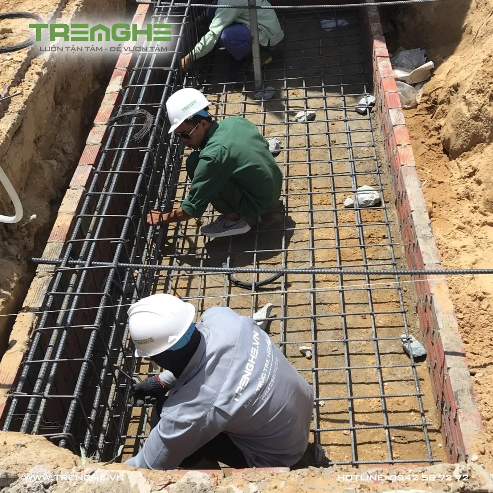 Hình thực tế thi công nối sắt làm móng nhà phố
