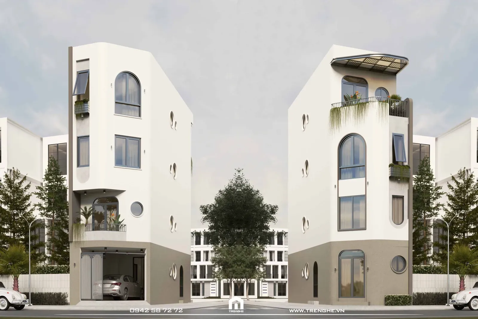 Phối cảnh nhà phố M' House Vũng Tàu với hai mặt tiền
