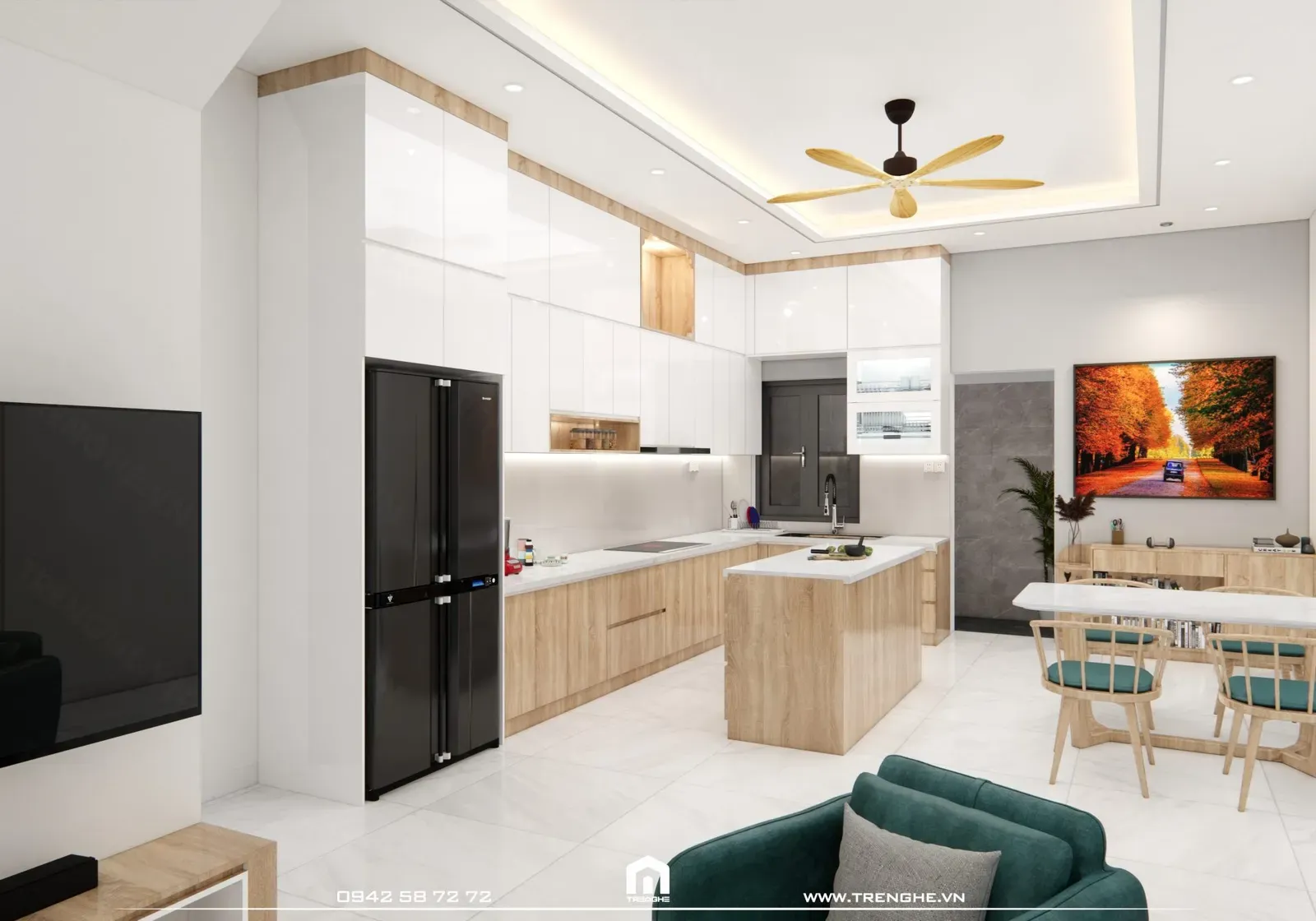 Phòng bếp cùng phòng ăn phong cách Bắc Âu