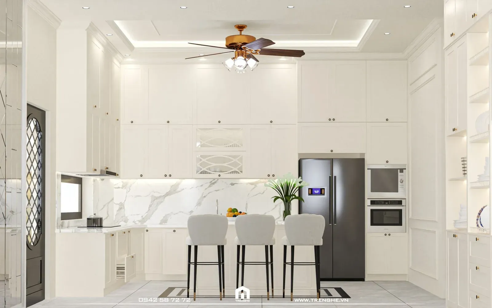 Phòng bếp phong cách tân cổ điển - phiên bản cách tân của phong cách cổ điển với ít chi tiết rườm rà hơn