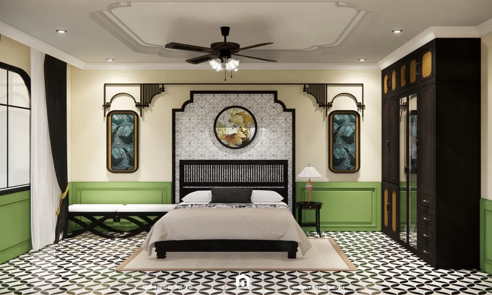 Phòng ngủ mang phong cách Indochine